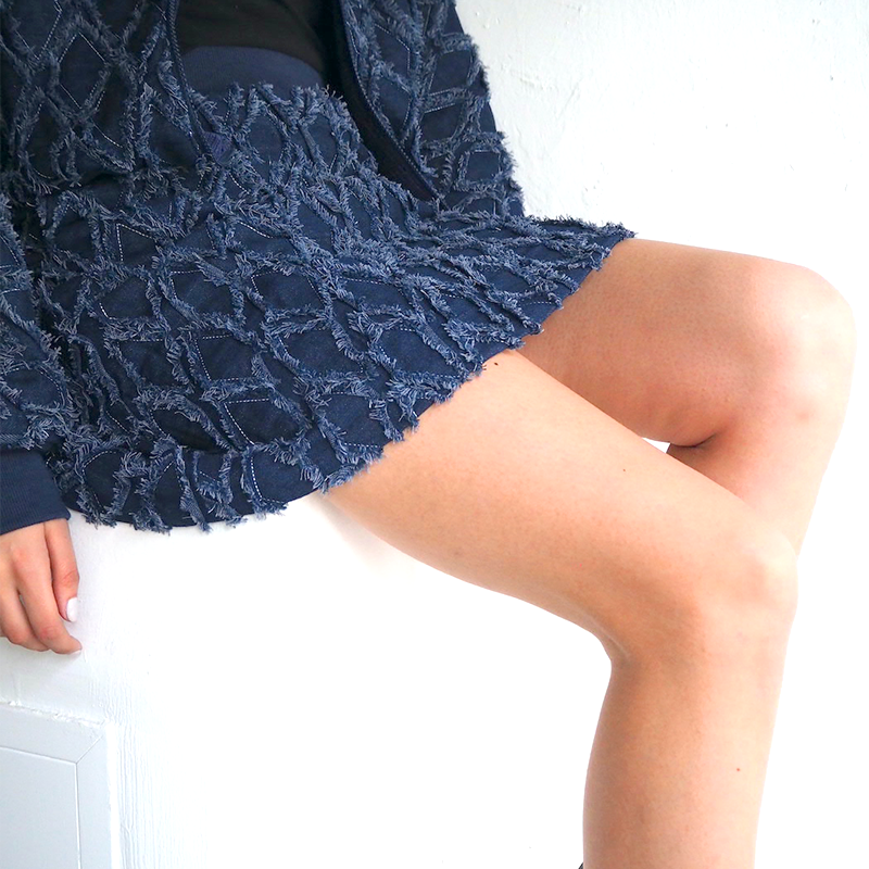 A line short denim skirt
